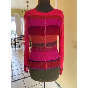 Aldomartins Pink Orange Bamboo Blend Delicate Knit Cardigan Sweater Size 6